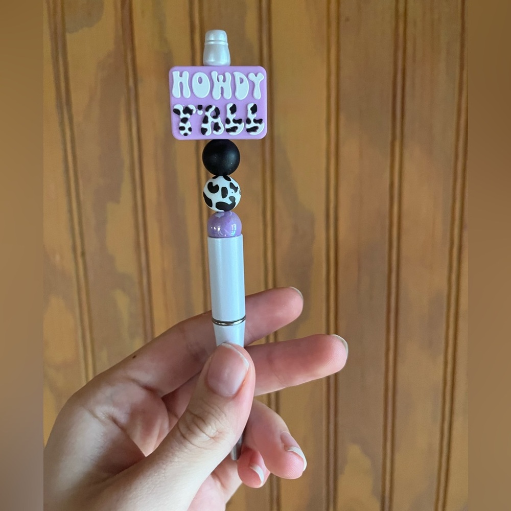 Purple Cowprint Howdy Y’all Country Beaded Ballpoint Ben